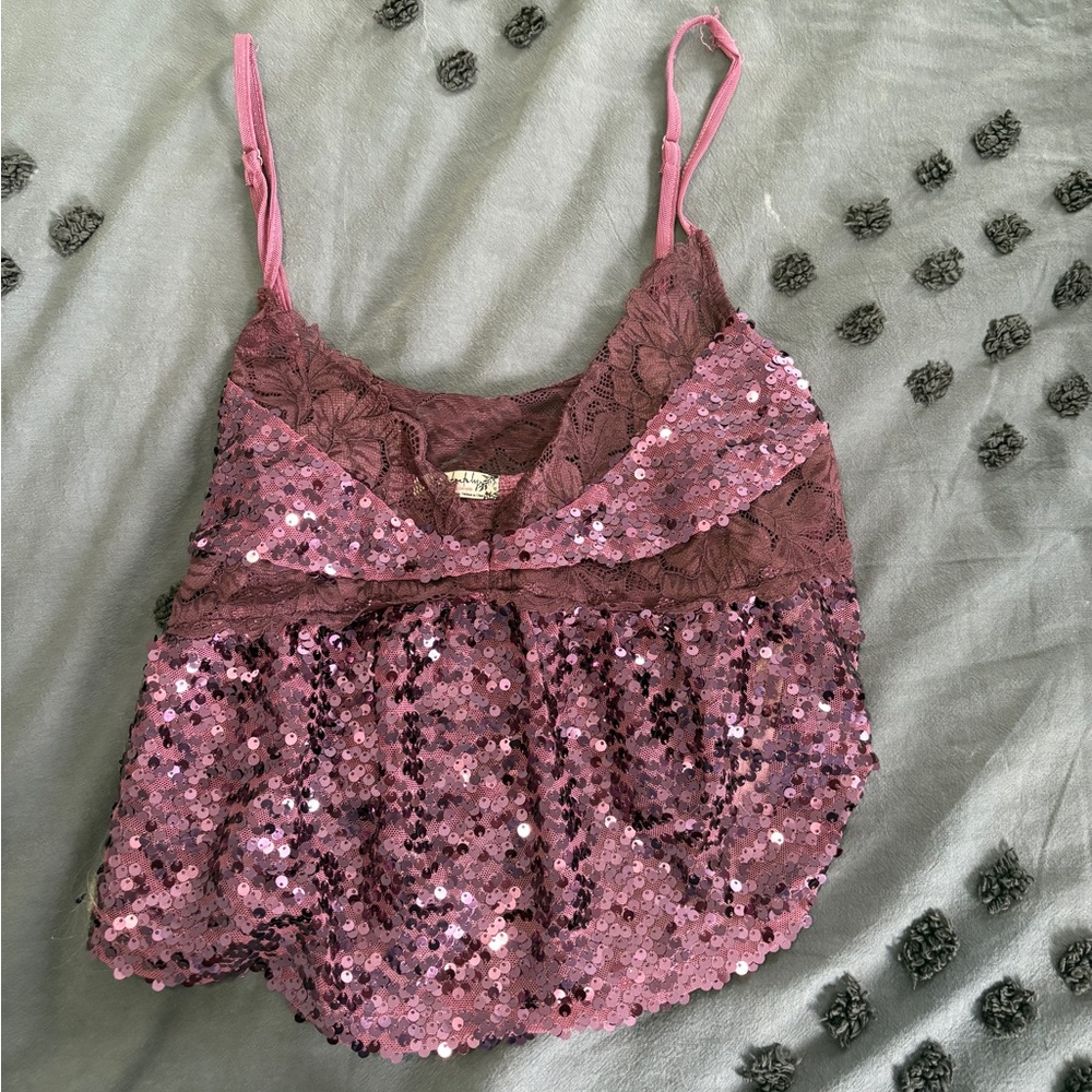Free People Intimately Lace Sequin tank top